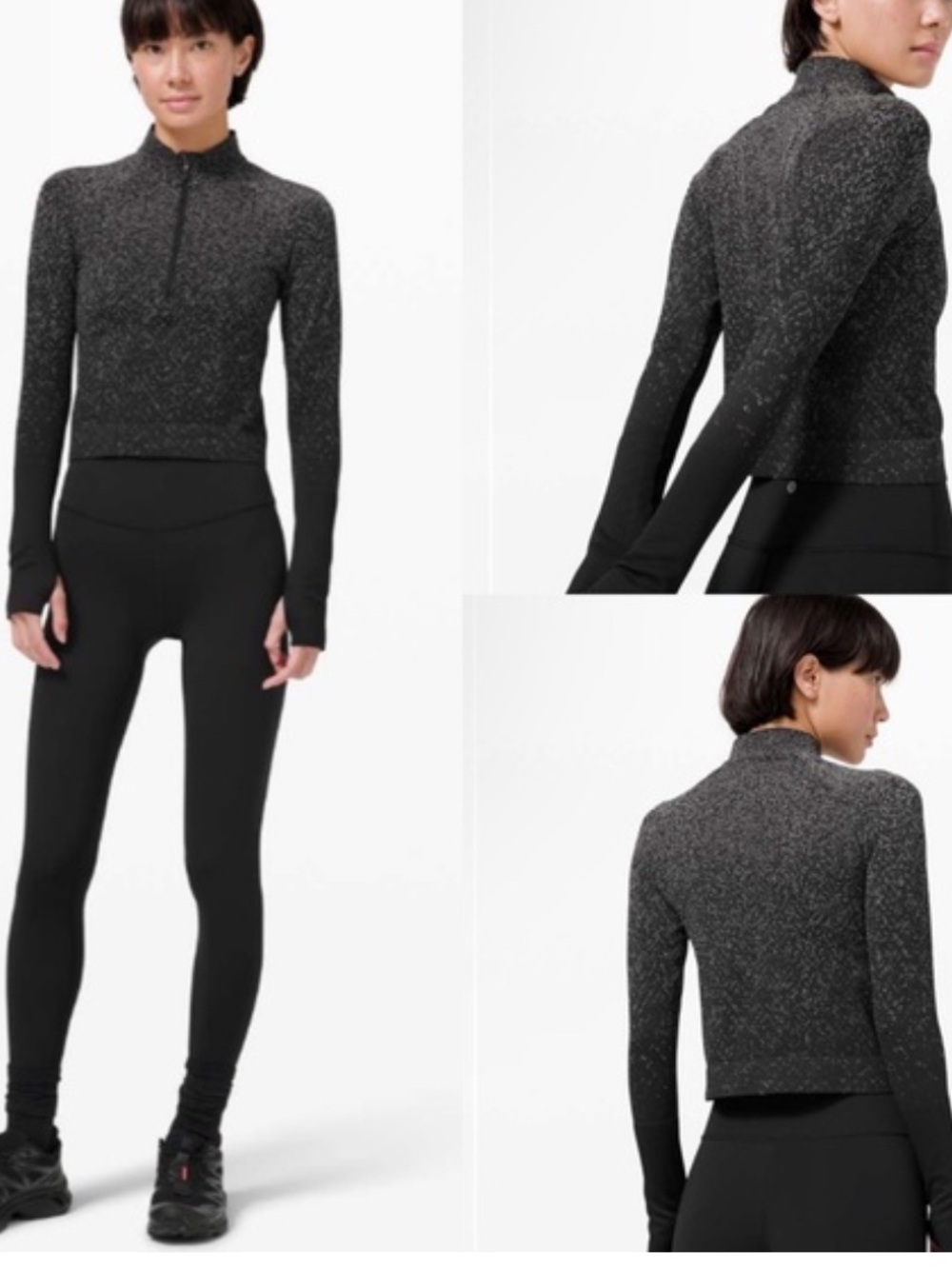 Lululemon Rest Less Pullover Crop 6 Black Half zip